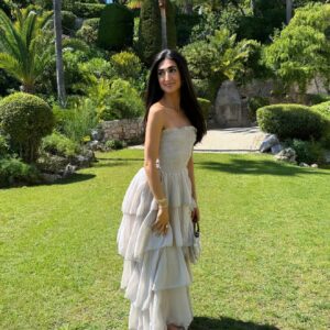 Robe longue bustier beige